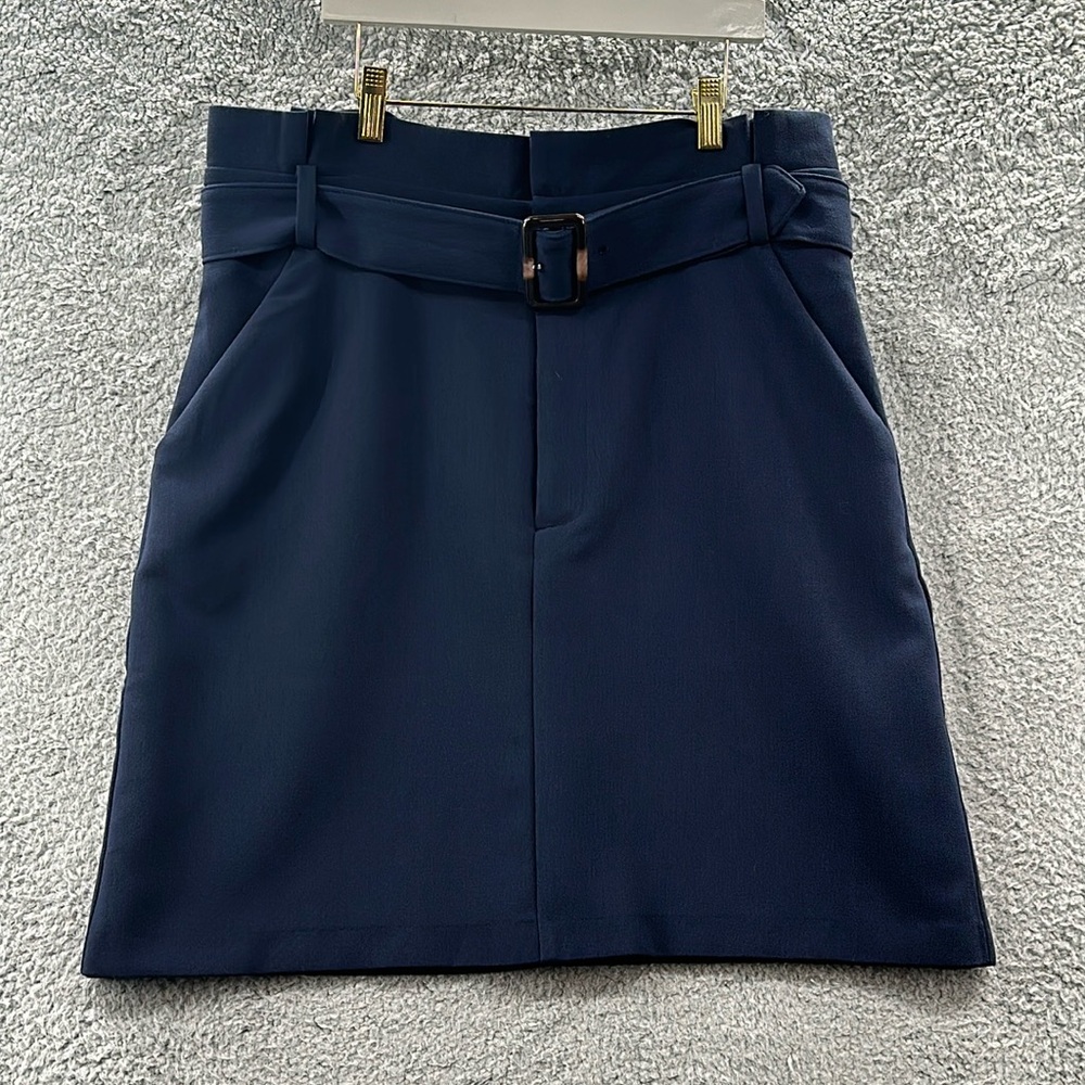 NEW Banana Republic Belted Pencil Skirt Navy Blue Size 14